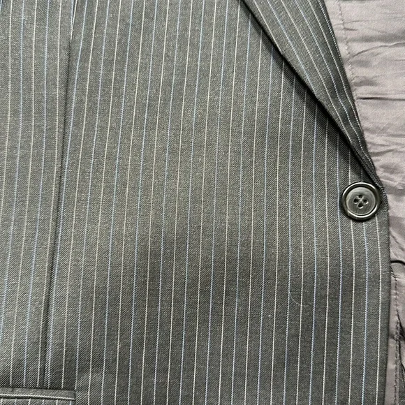 Joseph A Banks Signature blue pinstripe suit with cuffed pants